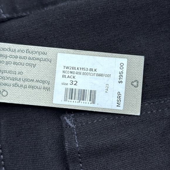 NWT Hudson Nico Mid Rise Barefoot Bootcut Black Wash Raw Hem Jeans Size 32 - Picture 12 of 12